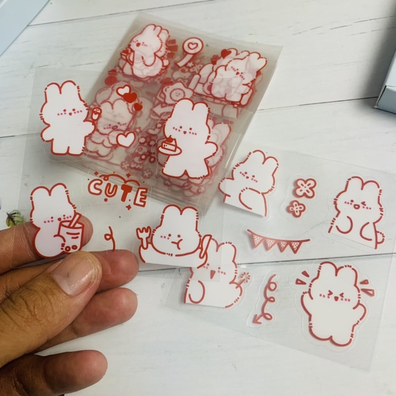 PH 10 LEMBAR Stiker import Transparan PVC Motif Kartun Lucu Untuk Dekorasi Stiker gelas stiker Scrapbook stiker hp