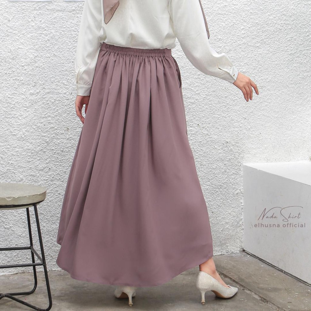 [𝐄𝐥𝐡𝐮𝐬𝐧𝐚] nada skirt / rok formal / rok lebar / rok kerja / rok panjang / bawahan wanita / rok A