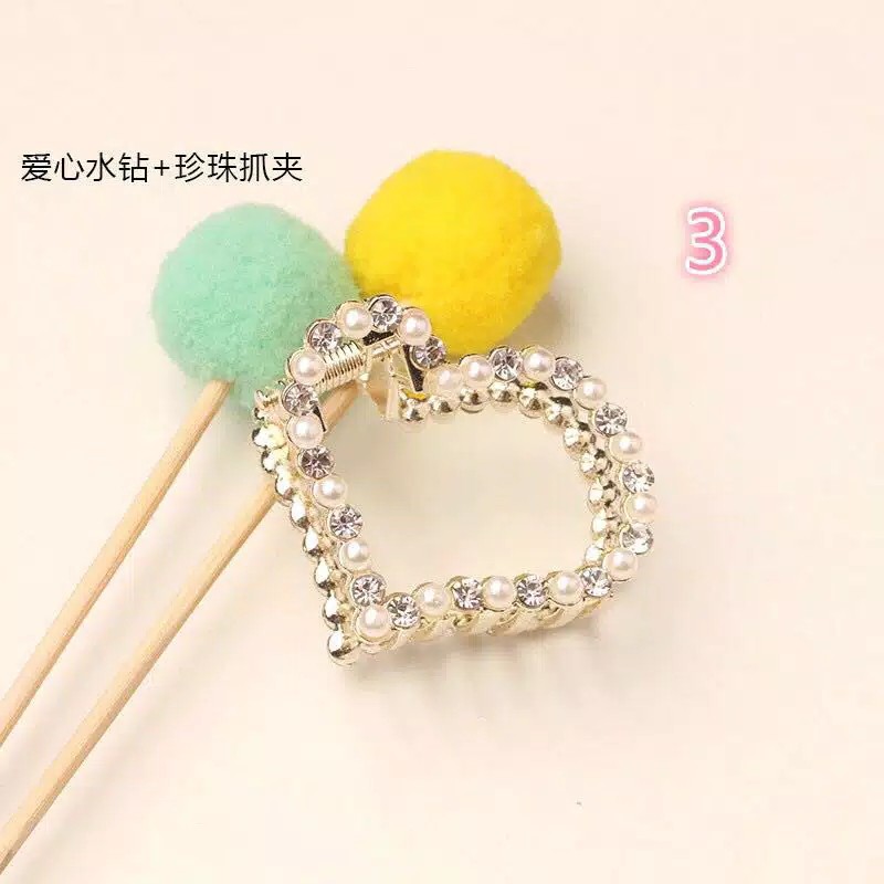 (  Fy ) Korean Jepit Rambut import H46 Large Size Clip Pearl Hairpin Rhinestone Sweet Lovely B16