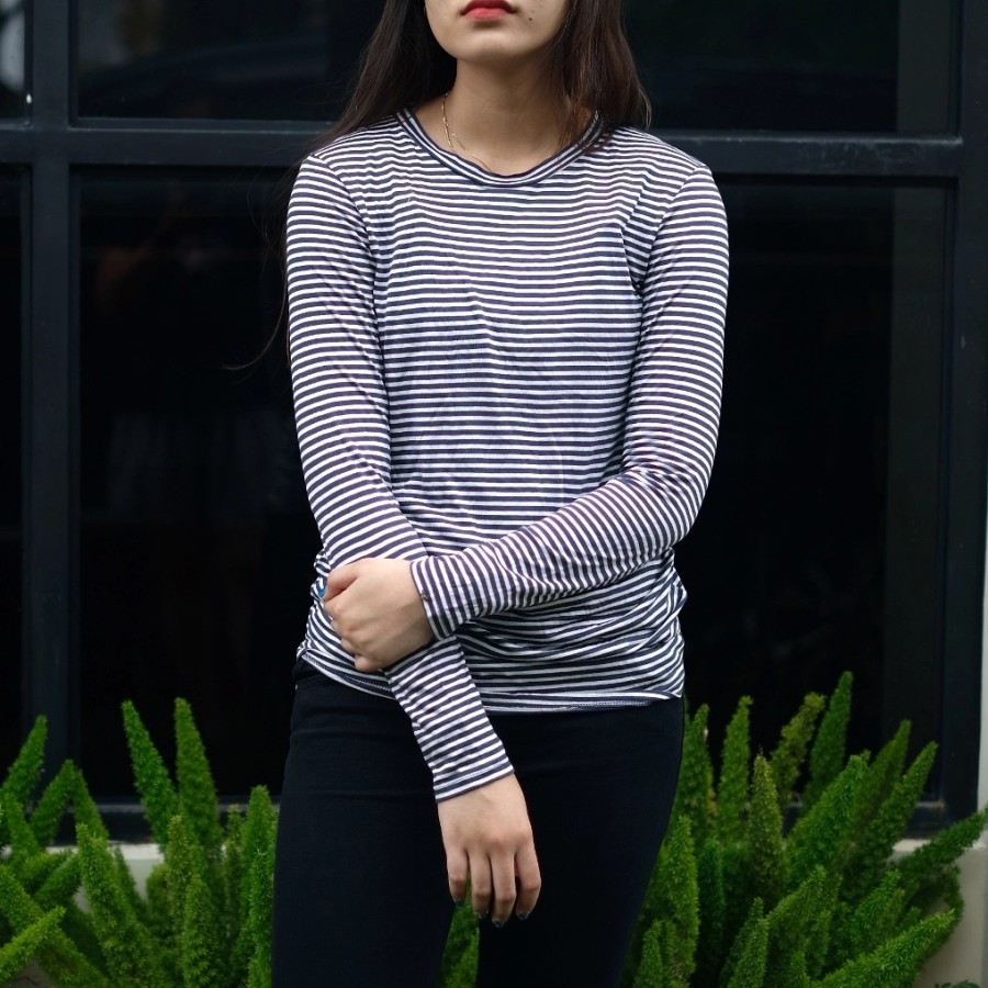 Kaos Panjang Garis Hnm HM Stripe Original Branded