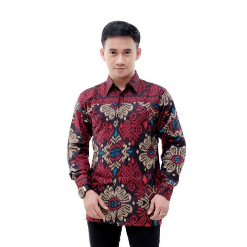 Batik pria / BajuBatikpria / Kemejabatiklenganpanjang size m l xl  Atasan batik seragam terlaris ker