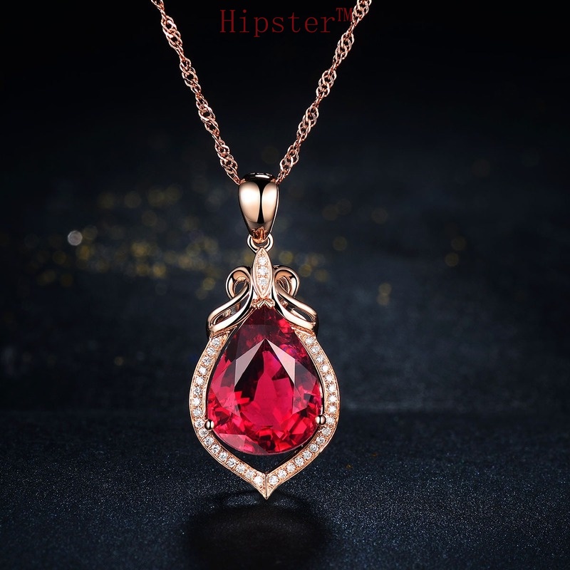 New Retro Personalized Hot Sale Red Crystal Drop Pendant Necklace