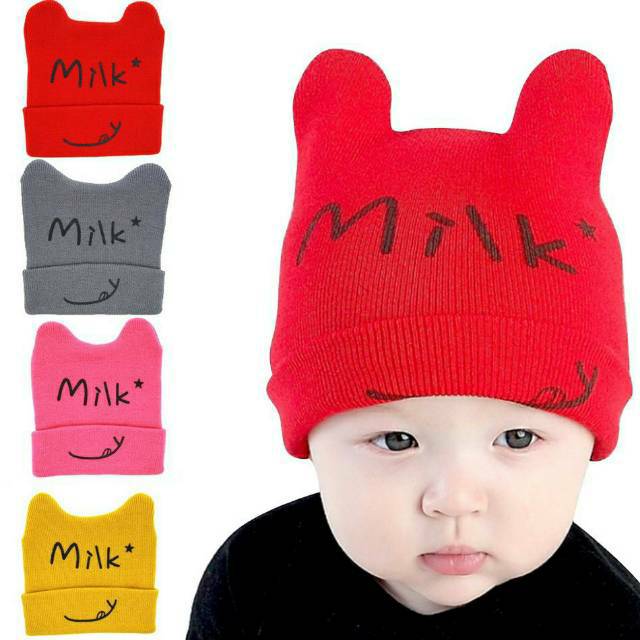 Kupluk Baby Milk/ Topi Bayi Milk/ Topi Bayi Import