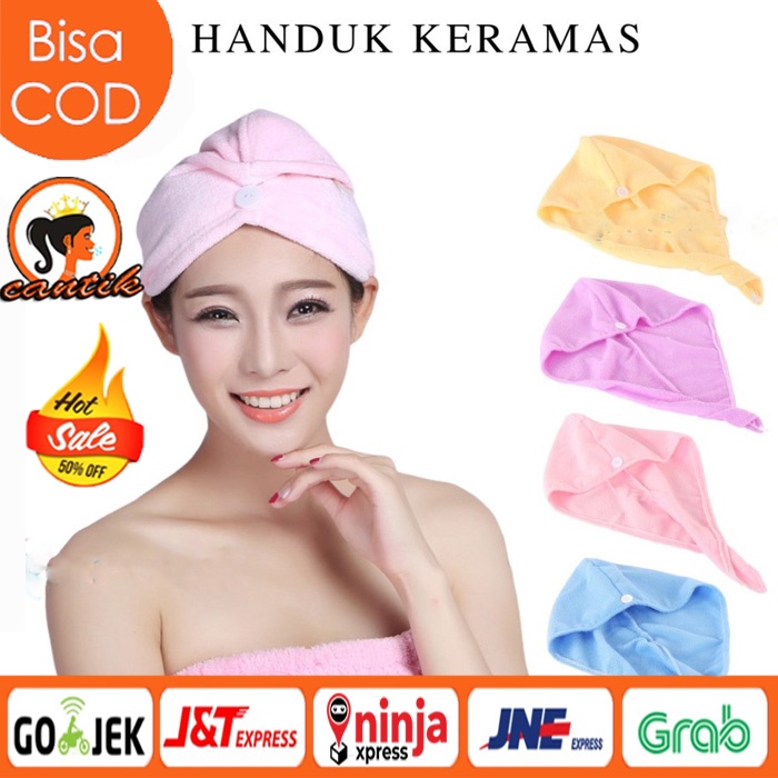 HANDUK KERAMAS MANDI MICROFIBER / HANDUK RAMBUT MAGIC HANDUK KEPALA / TOPI KERAMAS MANDI CEPAT KERING / HANDUK TURBAN KANCING