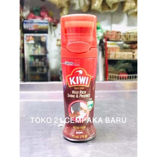 Kiwi Instant Sempir Sepatu Warna Coklat 75 ml | Semir Kiwi Coklat 75ml Murah Promo