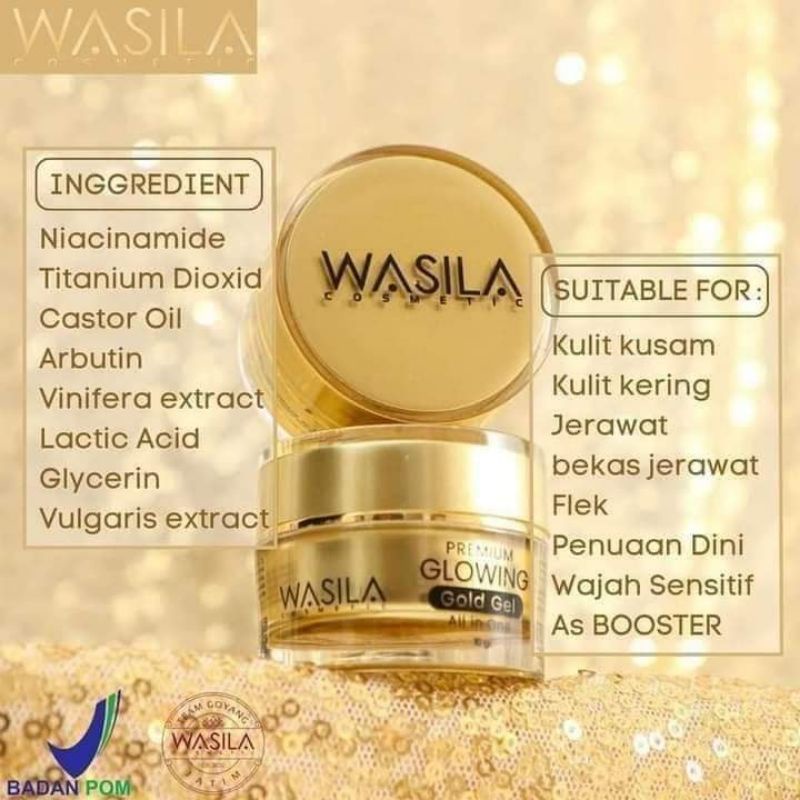 3PCS GLOWING GOLD GEL WASILA COSMETIC GOLD JELLY ORI BPOM MURAH HEMAT