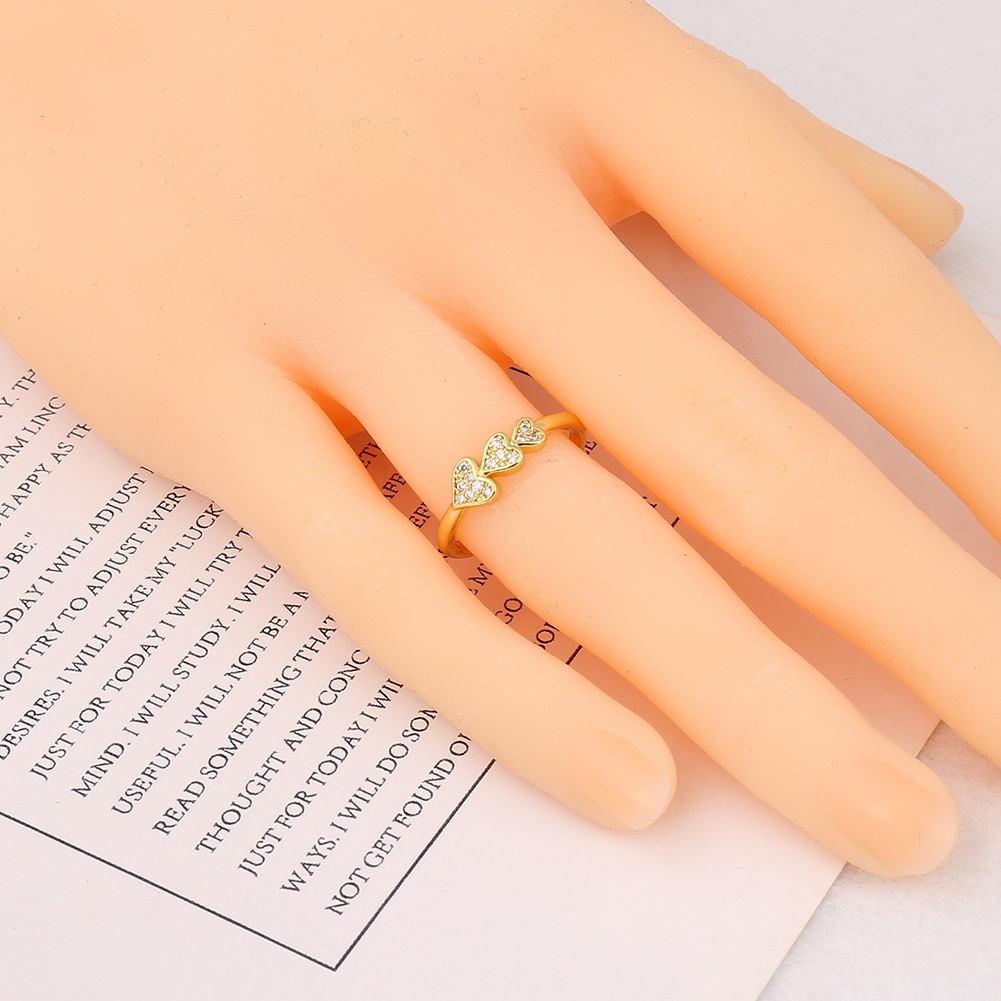 Ornamen mikro bertatahkan internet influencer snap jalan terbuka cincin CINTA berbentuk hati cincin