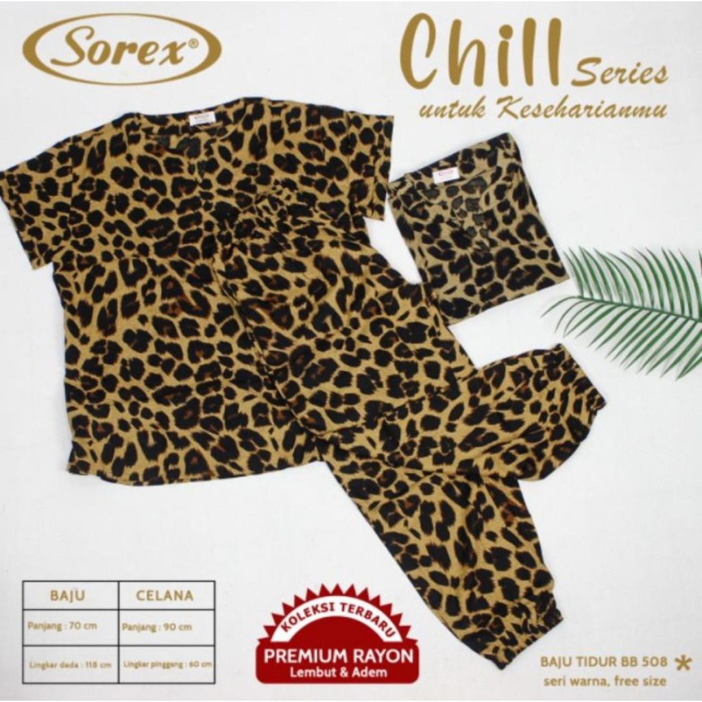 Terlaris Sorex Baju Tidur 1 Set Atasan+Celana  Chill Series Rayon Premium Piyama Freesize