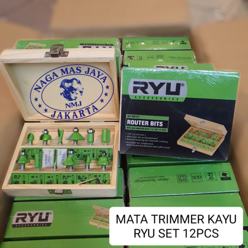 RYU MATA PROFIL KAYU SET 12PCS / MATA TRIMMER ROUTER KAYU RYU 12PCS / MATA TRIMMER RYU SET