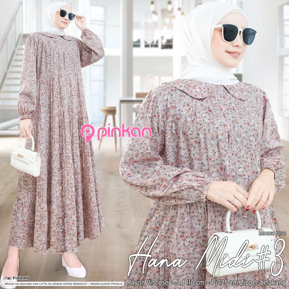 Hana#3 dress maxy jumbo wanita baju gamis midi jumbo terbaru bahan rayon adem tebal murah halus moti