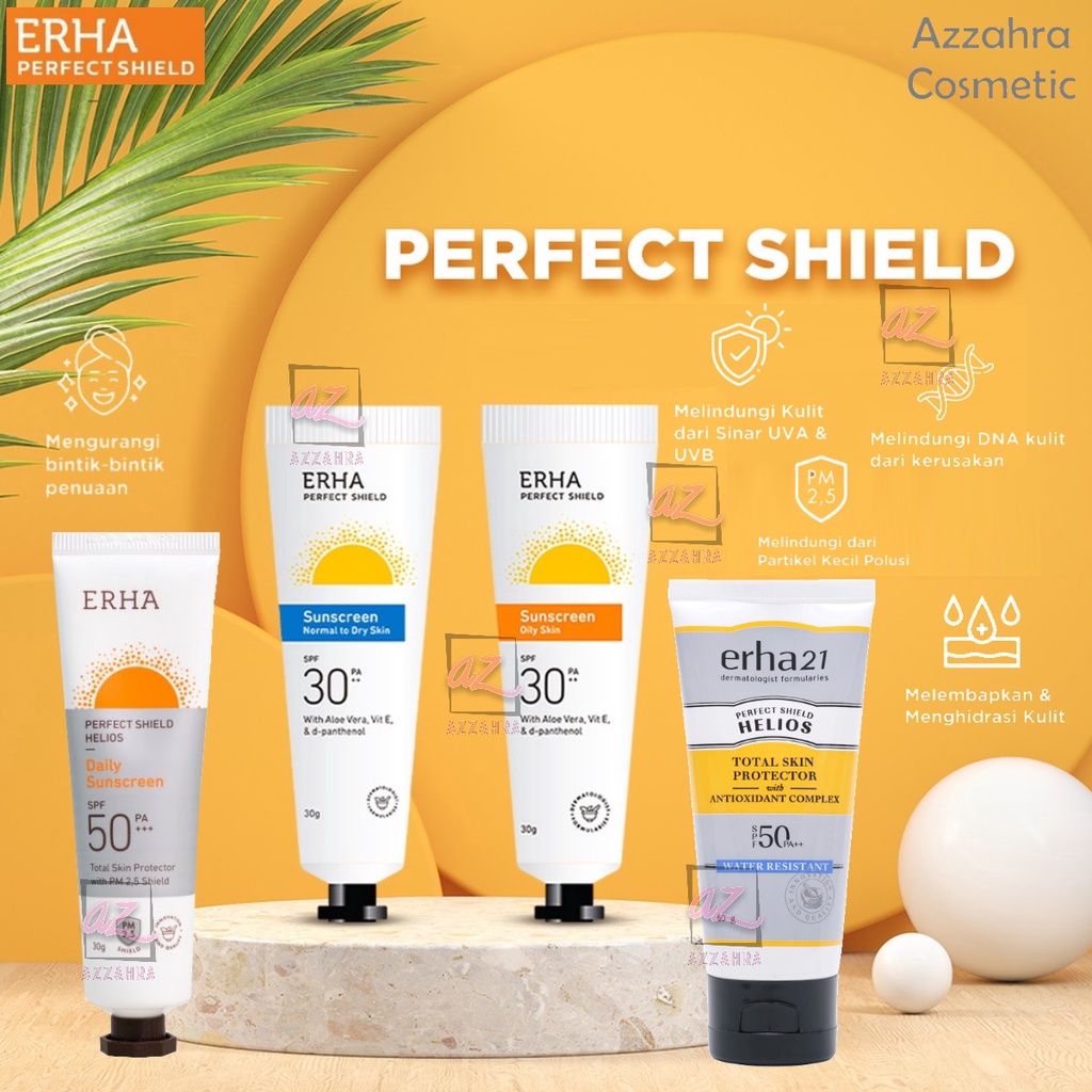 ERHA Perfect Shield Normal to Oily Skin SPF30/PA++ | Normal to Dry Skin SPF30/PA++ | Helios Water Resistant SPF50/PA++ | Helios SPF50/PA+++