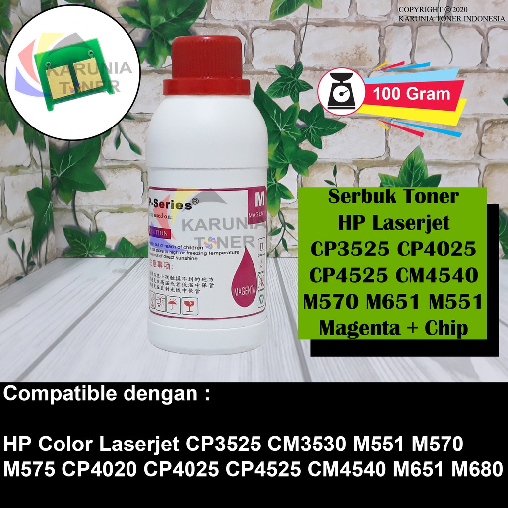 SERBUK TONER Plus Chip Printer HP Laserjet CP3525 CP4025 CP4525 CM4540 M570 M651 M551 Magenta