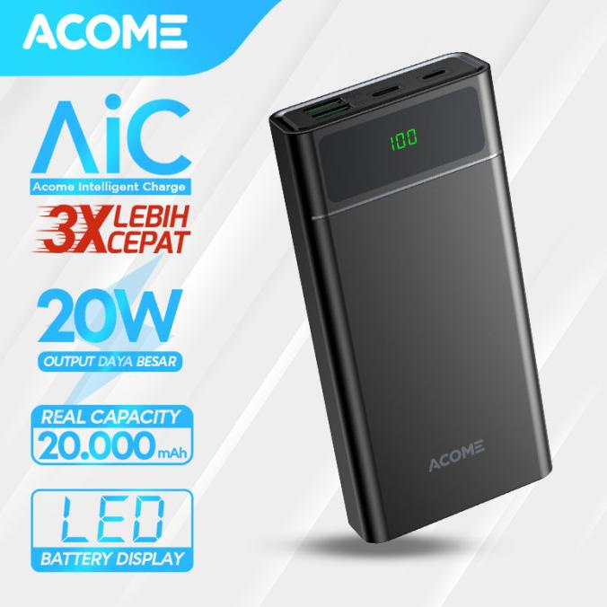 ORDER-KIRIM ACOME Powerbank 20000mAh Fast Charging QC3.0 PD VOOC SCP Dash AP201 - AP201( 20W)