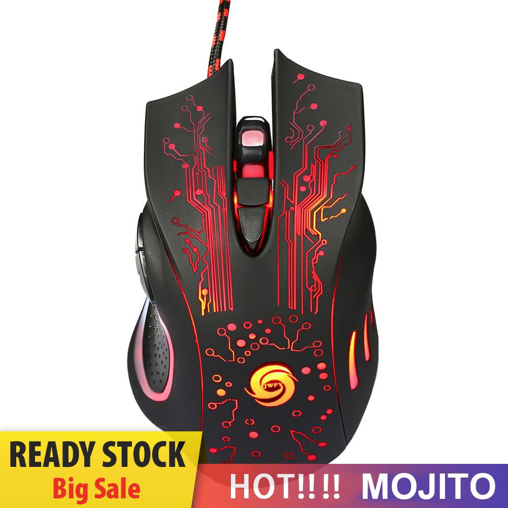 MOJITO 3200DPI LED Optical 6D USB Wired Gaming Game Mouse Pro Gamer Mice For PC