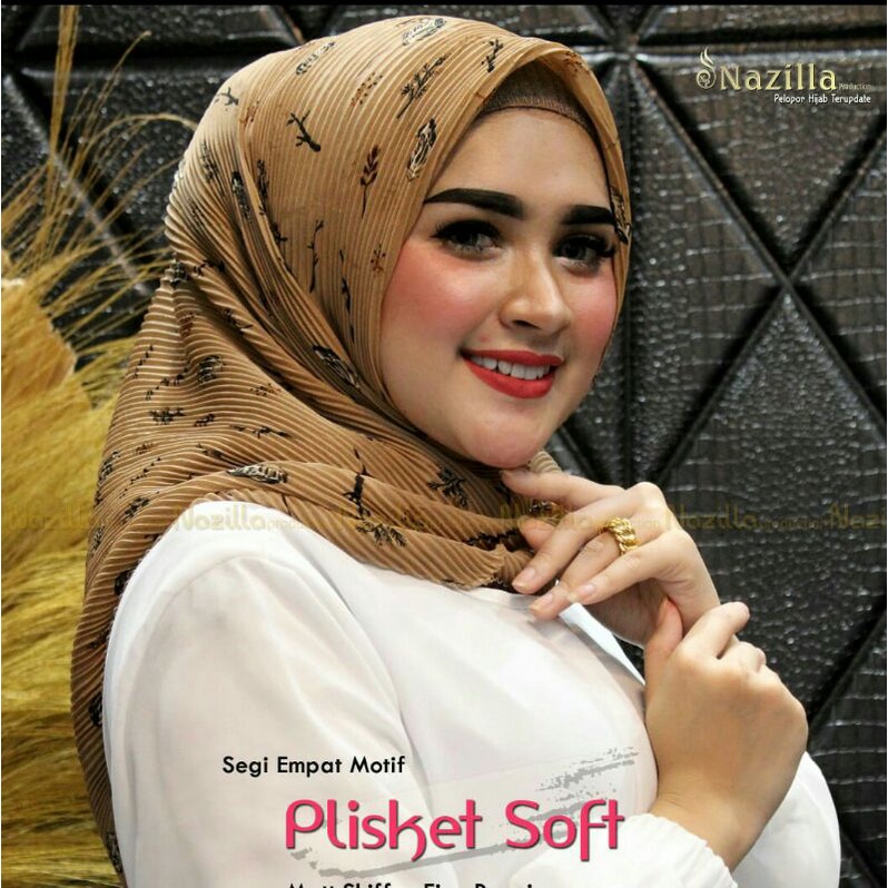 Jilbab Segi Empat Motif Plisket Polycatton Ori Nazilla-SnowSoft Milo