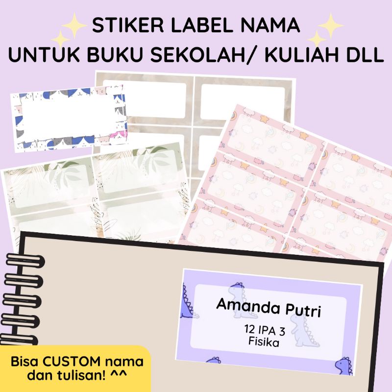 Jual Stiker / Label Nama Buku | Label Sticker CUSTOM | Lucu untuk buku