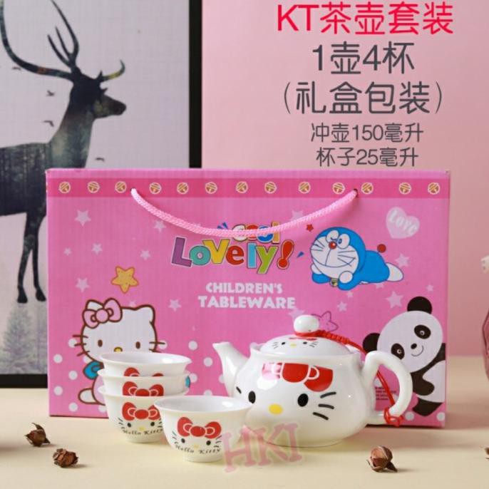 Teko Set Mini Keramik Hello Kitty Red Ribbon