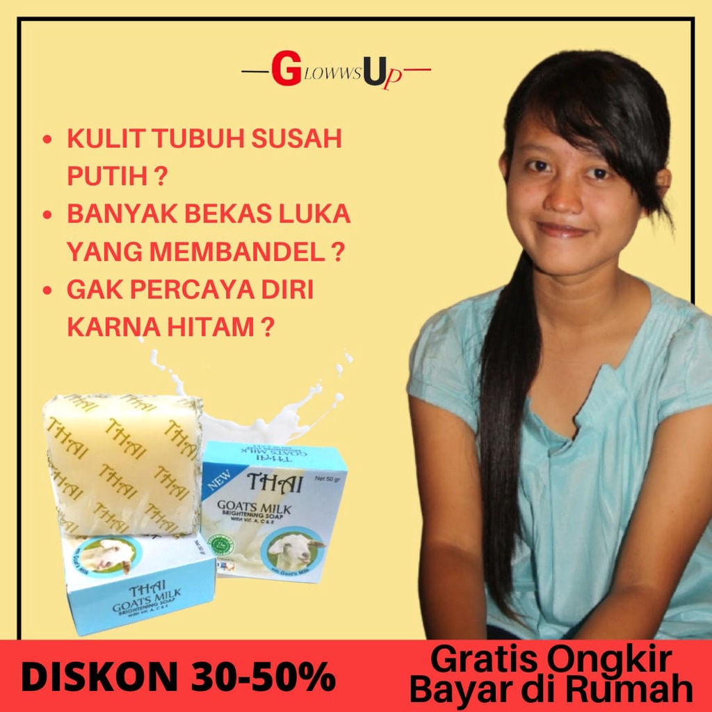 SABUN SUSU KAMBING PEMUTIH PENGHALUS TUBUH THAI GOATS MILK BRIGHTENING SOAP 50GR SABUN SUSU KAMBING