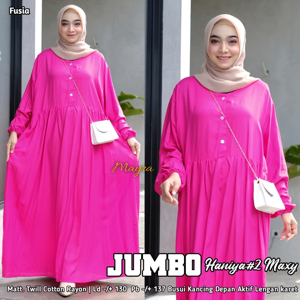 [Bayar Di tempat]. haniya 2 DRESS XXXL JUMBO / BAHAN RAYON TWILL / GAMIS SYARI LD 130-4