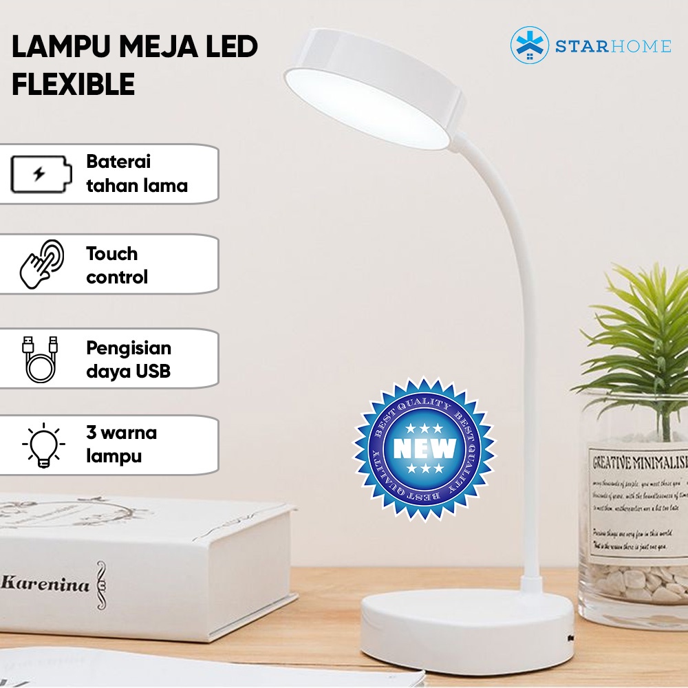 Lampu Meja LED Putar Bulat Lampu Belajar Lampu Meja Lampu Baca  3 Warna Lampu Emergency Lampu 1910