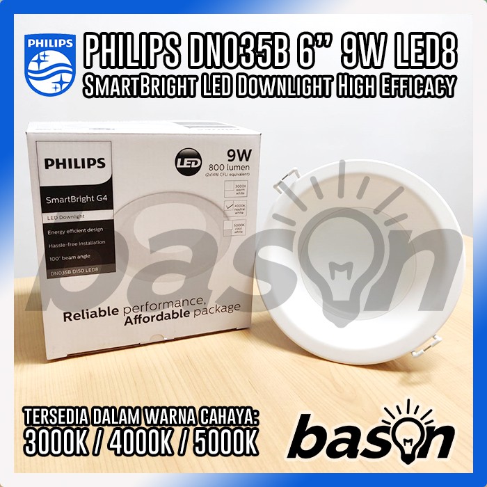 PHILIPS DN035B 9W 800lm D150 6&quot; PSU WH -  LED Downlight Profesional