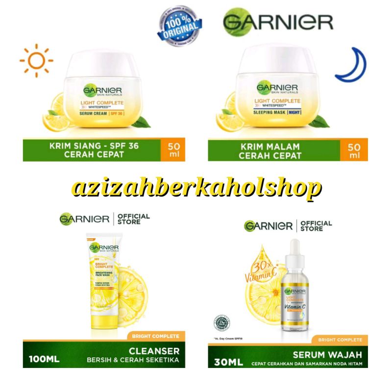 Garnier Bright Complete Vitamin C 30X Booster Serum/Krim Siang/Krim Malam/Foam