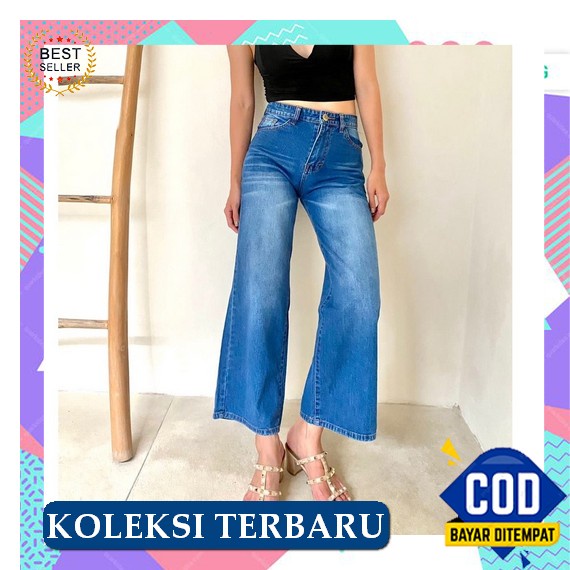 Celana Wanita Kekinian Promo Kulot Jeans Wanita Terbaru 2022 Kekinian Cod Bayar Ditempat Viral Hopyl