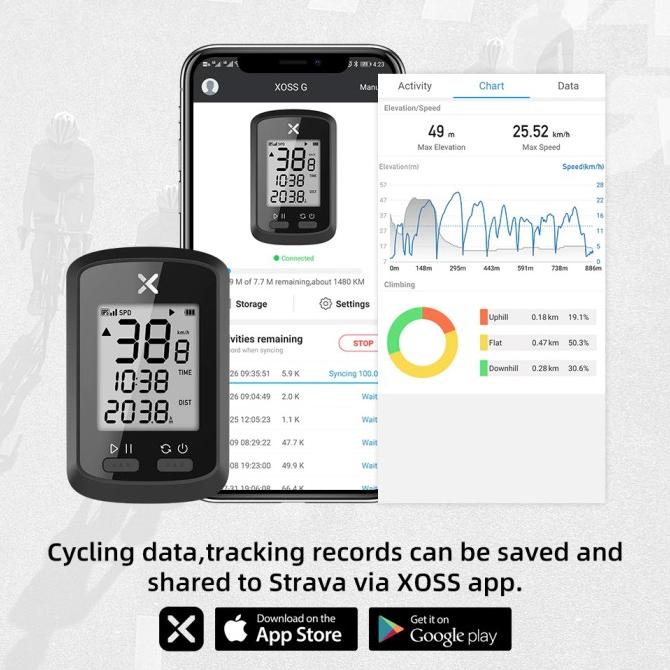 XOSS G+ Wireless Bluetooth ANT+ Speedometer Sepeda lipat MTB Roadbike