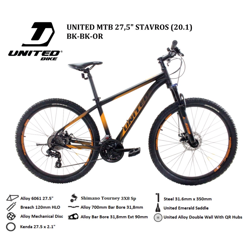 Sepeda mtb 27.5 inch United Stavros 3x8 speed