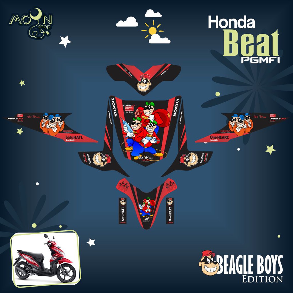 Decal Motor Honda Beat PGMFI Beagle Boys