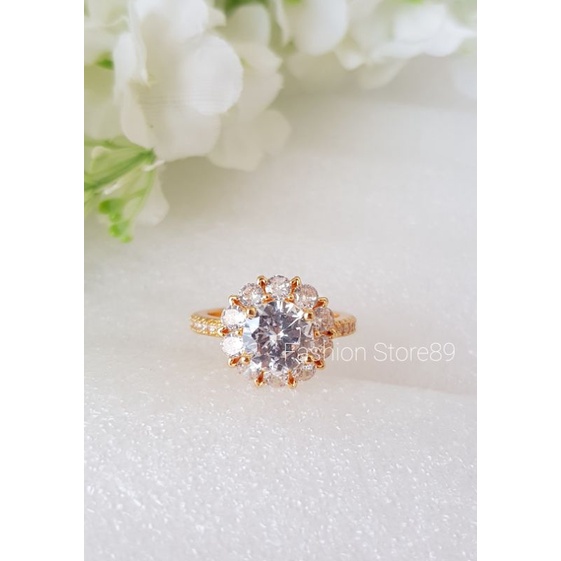 Ready Cincin Bunga Berlian Xuping import perhiasan lapis emas tercantik dan elegant bestseller