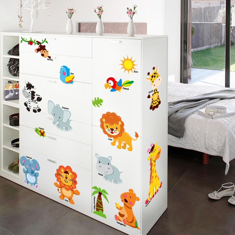 Reliza Wall Sticker Zoo Nursary Animal Anak Hewan Stiker Dinding LDR0383