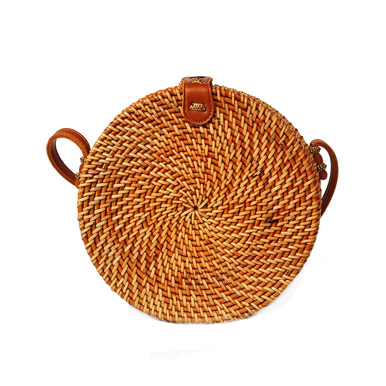 Sweet Honey ~ Grosir Tas Rotan Bali Full Rotan Natural Bali Bulat Best Seller Warna Cokelat [Bisa COD]