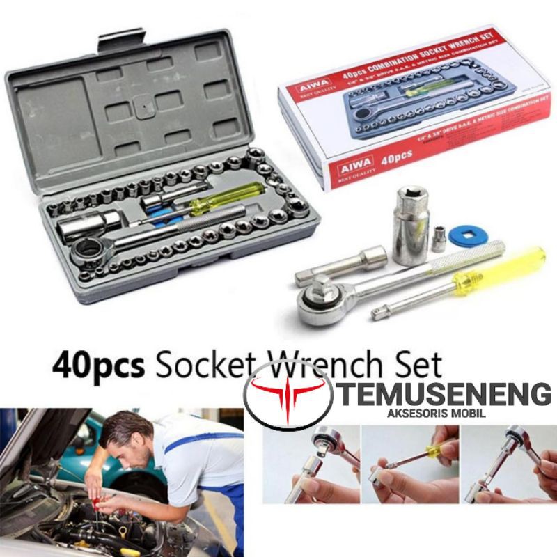 Kunci Sok 40 Pcs Kunci Sock Shock 40 Pcs Full Set Lengkap Tool Kit Wrench Ring Pas Aiwa Mobil Motor
