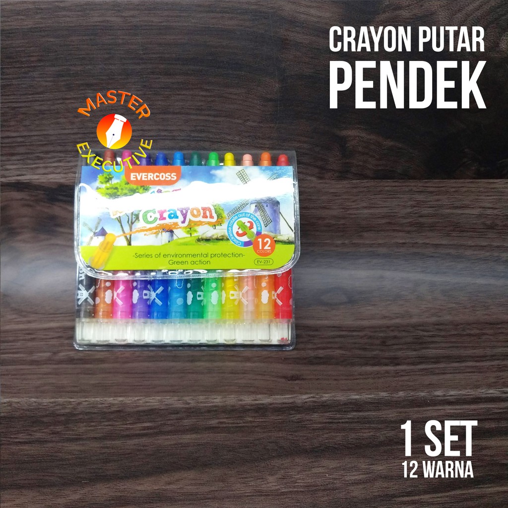 Evercoss Krayon Putar Pendek 12 Warna / Rotating Crayon