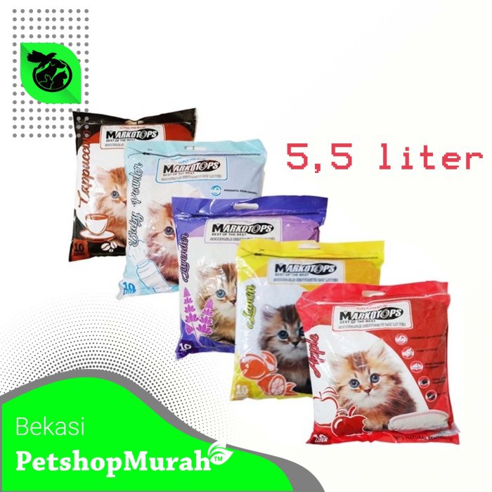 [GOSEND] Pasir Kucing Markotop 5,5lt Cat Sand Gumpal Wangi Clumping Markotops 5.5lt