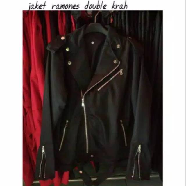 Jaket ramones double kerah panjang