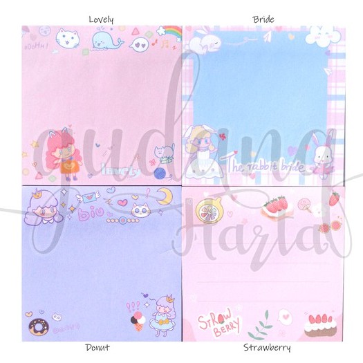 Sticky Notes Rabbit Bride Series Notes Motif Kelinci Lucu DIY Scrapbook GH 301448