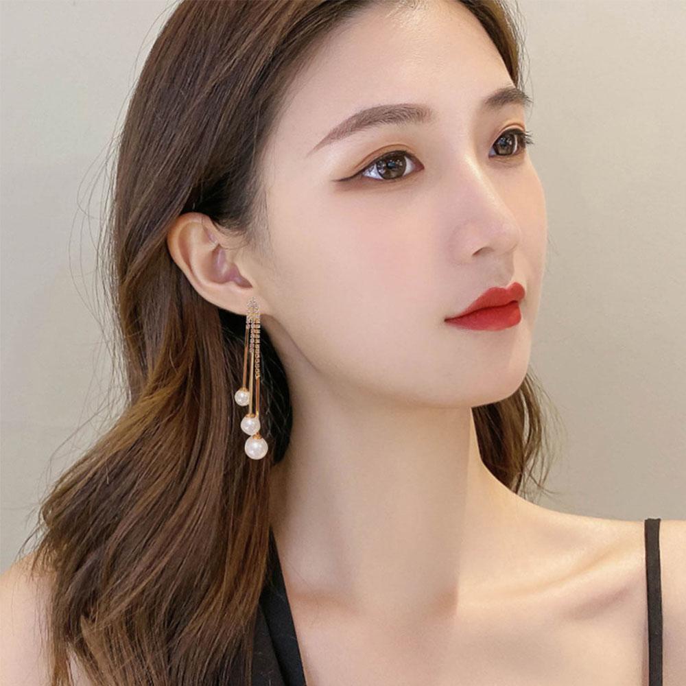 Needway Anting Mutiara Wanita Musim Dingin Musim Gugur Korea Berlian Imitasi Zirkon Perhiasan