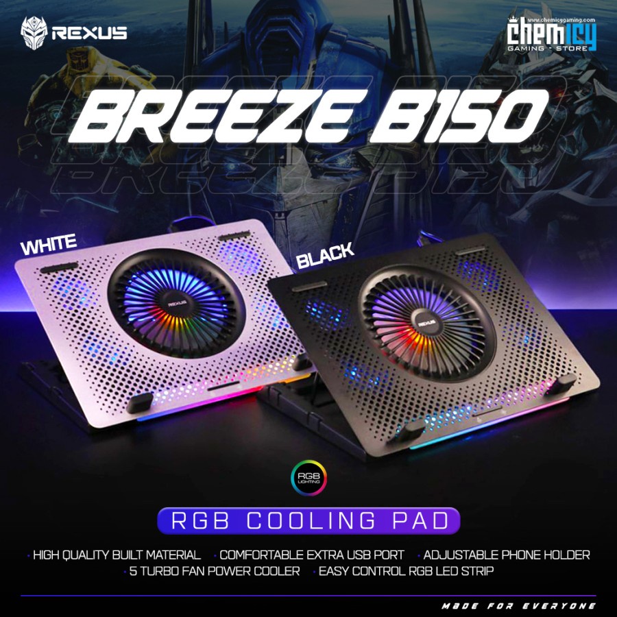 Rexus Breeze B150 / B-150 RGB Cooling Pad / Fan Laptop