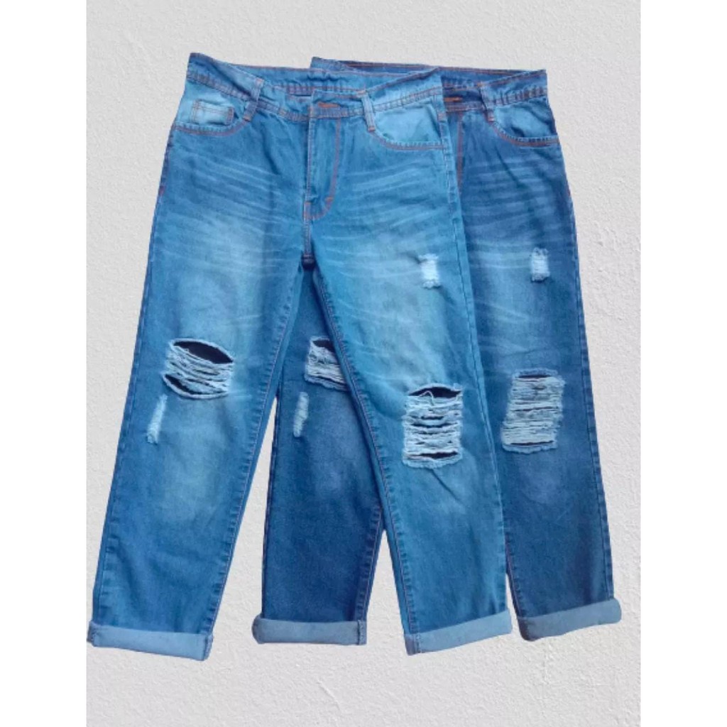 BISA COD (SIZE 27-34) CELANA JEANS PREMIUM BOYFREND SOBEK LAPIS