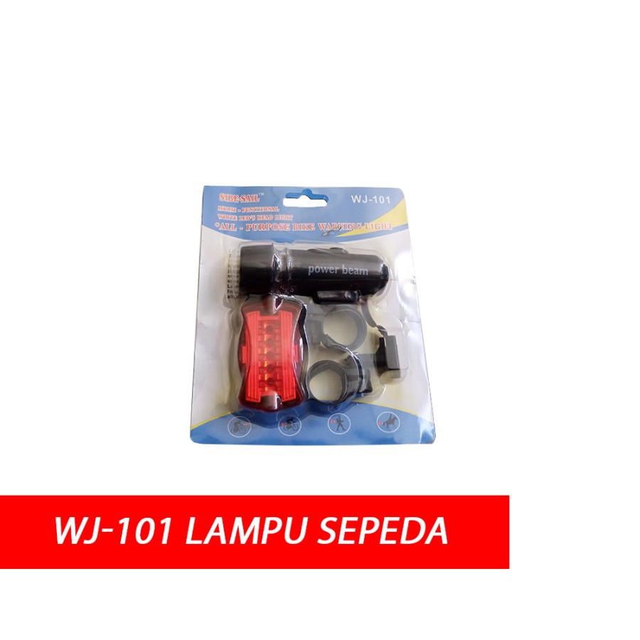 Lampu Sepeda WJ101 LED Depan Belakang Power Beam Putih dan Merah