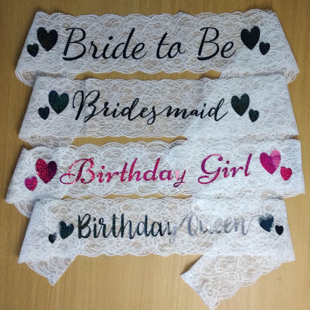 SASH RENDA LACE HITAM / PUTIH SELEMPANG BIRTHDAY MURAH SASH MURAH SASH RENDA