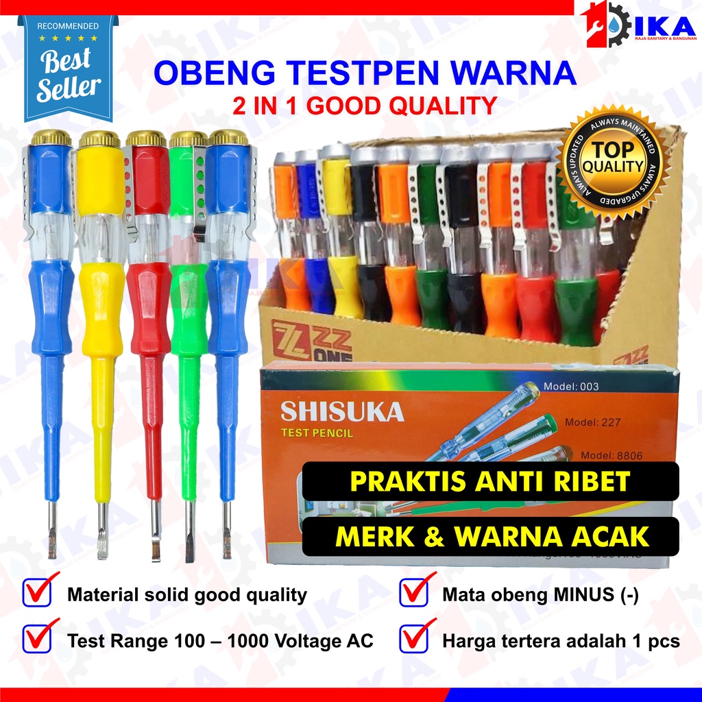 Obeng Tespen SHISUKA Warna warni - Testpen Test Pen Listrik - AC Tester Screwdriver