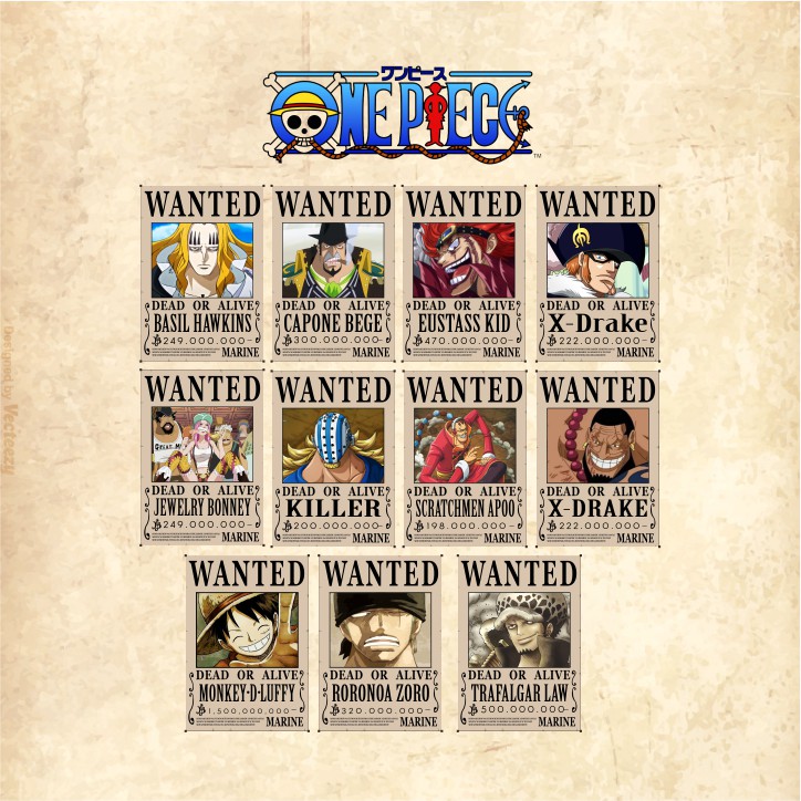 Poster Wanted One Piece Mugiwara (1set poster)-Supernova