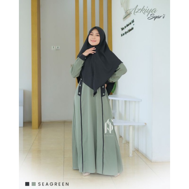 Gamis Marwah Annur set Khimar syari Itycrepe premium mix Ceruty babydoll Renda cantik ootd fashion wanita masa kini