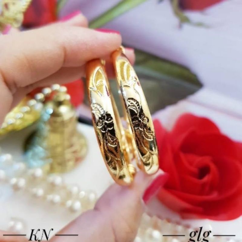 Gelang anak gold krincing motif bunga