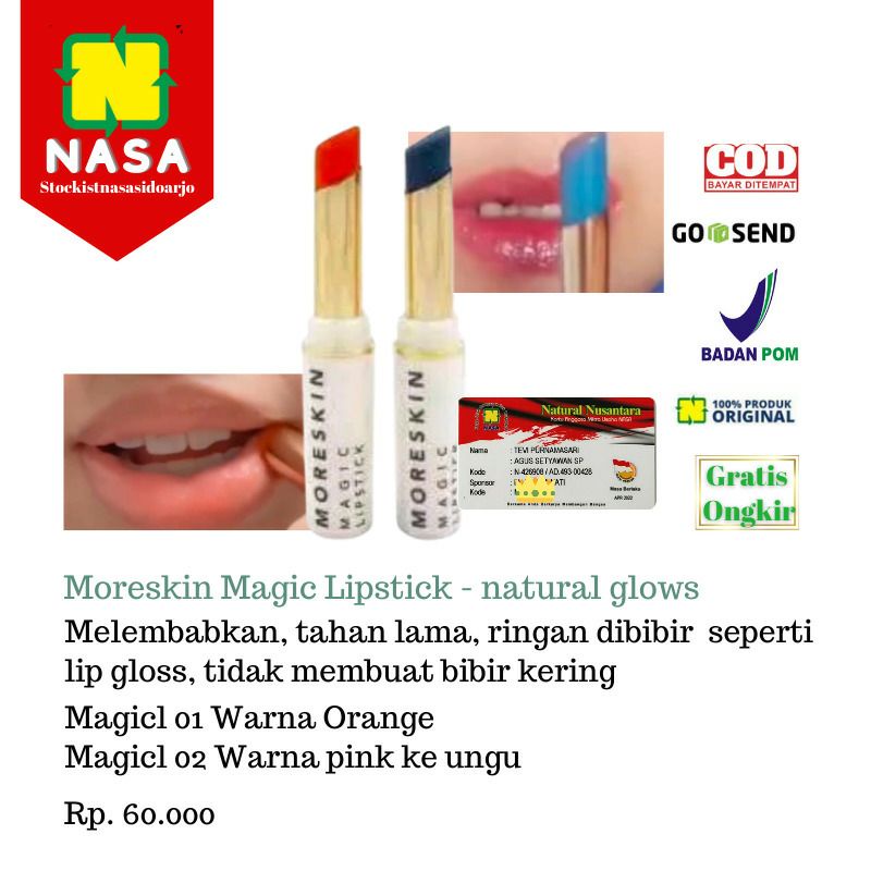 Lipstik Magic Moreskin/Moreskin Magic Lipstik / Lipstik Moreskin Tahan Lama / Nasa Lipstik Magic Mor