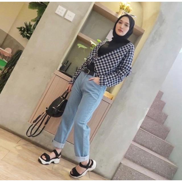 PREMIUM CELANA WANITA PLAIN BOYFRIEND JEANS PUSATGROSIR_SOLO/ CELANA JEANS PREMIUM