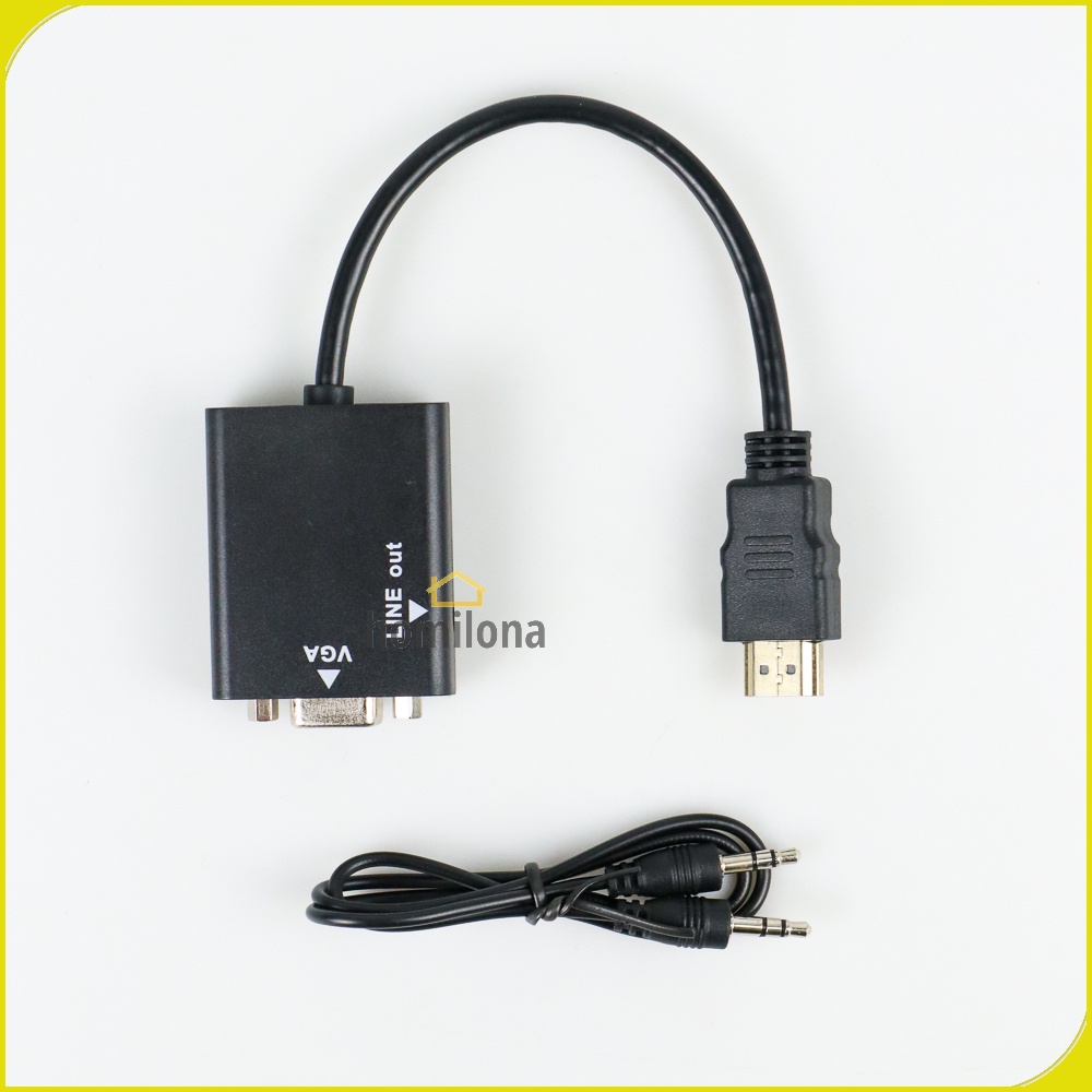 Kabel Adapter HDMI ke VGA Female Dengan Port Audio - Taffware HD008 - Black